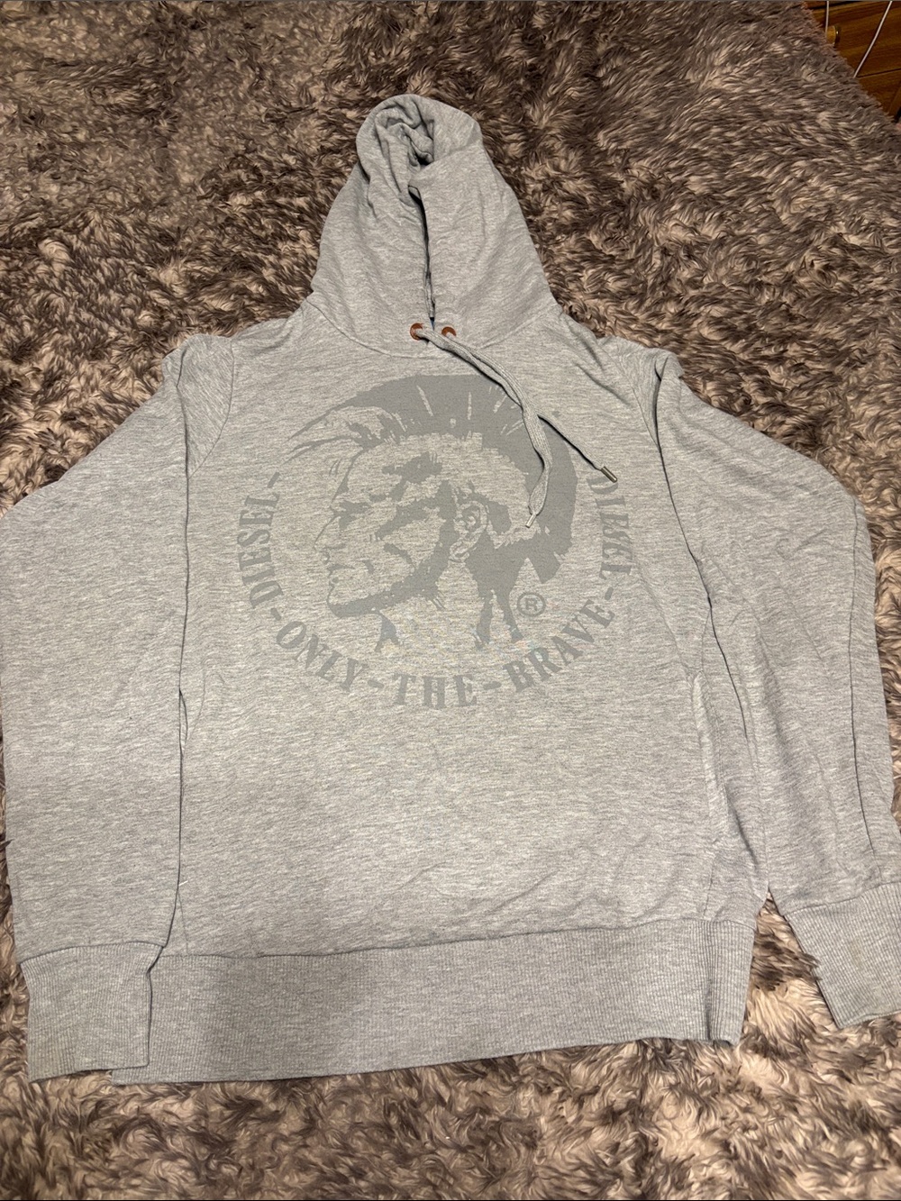 Vintage Diesel light weight Gray Crewneck Hoodie with Subtle Logo Print